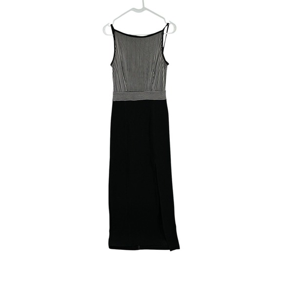BARI JAY Vintage Long Sleeveless‎ Cocktail Dress Sz 11/12 Striped Corset Back - Picture 1 of 8